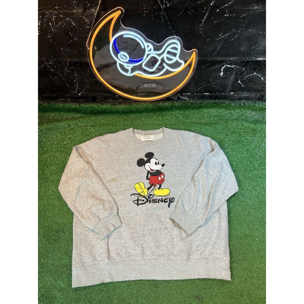 Walt Disney Mickey Mouse Gray Crewneck Sweatshirt Men's Size Large LG‎